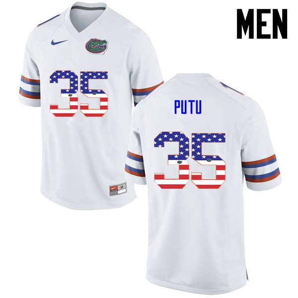 Florida Gators Men #35 Joseph Putu College Football USA Flag Fashion White